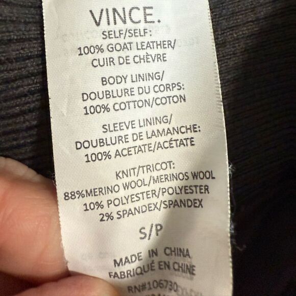 Vince Grayish Brown Goat Leather Moto Jacket - Picture 7 of 7